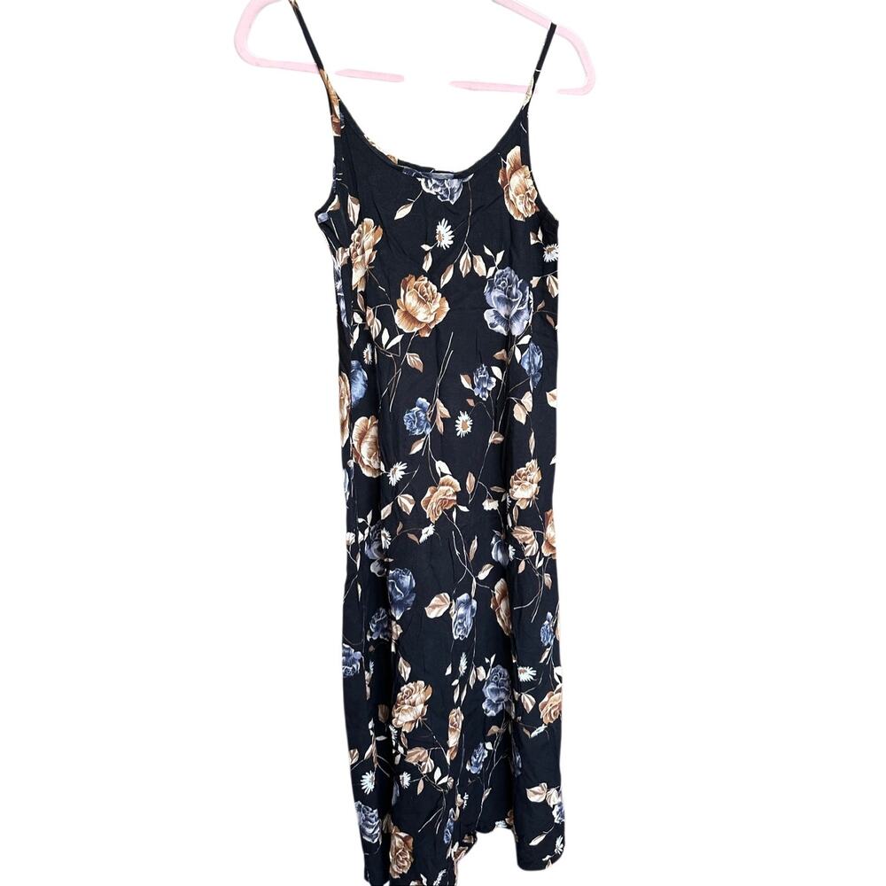Vintage Anxiety Floral Midi Tank Dress Black Size Medium Made in the USA‎ - Picture 10 of 12